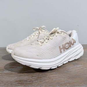 ‼️SOLD‼️. HOKA One  Rincon 3 Women's Running Shoes color is Eggnog/Rose Gold